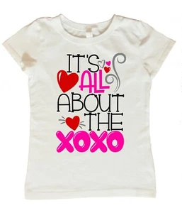 Valentines Day Shirt for Girls, XOXO Shirt for Girls, It's All About the XOXO's  - Picture 1 of 2