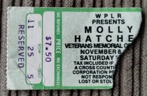 MOLLY HATCHET Concert Ticket Stub Nov 8 Veterans Memorial Coliseum New Haven, CT - Picture 1 of 2