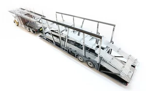 BLACK U.S. 9 CAR HAULER TRANSPORTER 1:18 scale for PETERBILT 359 Road Kings - Picture 1 of 7