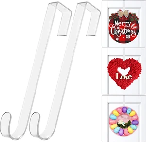 12In Clear over the Door Wreath Hanger Hooks, 2 Pack for Seasonal Decor - Picture 1 of 12
