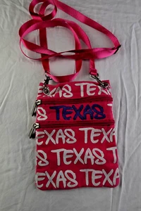 Robin Ruth Texas Crossbody Sport Bag Hot Pink Small Ribbon Strap Pockets - Picture 1 of 8