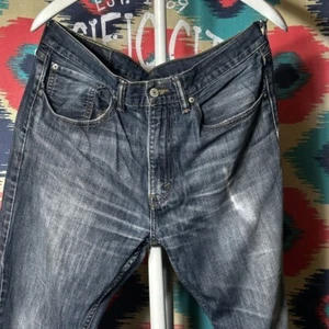 Men's Levi’s 505 34x30 Distressed Dark Wash Denim 100% Cotton - Picture 1 of 13