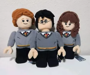 3 x Harry Potter Lego Figures Plush Harry Potter Hermione & Ron NEW - Picture 1 of 3