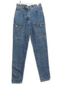 GREAT CHANEL CC BUTTONS COTTON BLUE JEANS GRIPOIX 38 EU 26'' WAIST - Picture 1 of 10