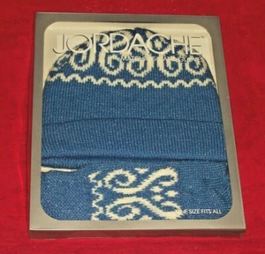 (474) Vintage-New-Blue & White JORDACHE Matching Hat & Gloves-One Size Fits All - Bild 1 von 3