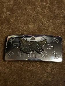 Vintage Chambers Belt Co Buckle Wagon Cattle Branding Silver Tone USA Made - Picture 1 of 8