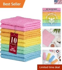 Ultra Absorbent Cotton Washcloths - 10 Pack of Soft and Durable Cleaning Towels - Picture 1 of 11