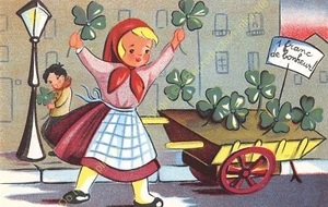 Cpa Humour Love Good Luck Clovers Illustrator Edit Walnut 36 - Picture 1 of 2