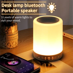 LED Smart Night Light Music Player RGB Bluetooth Speaker Lamp Dimmable AUX - Picture 1 of 16