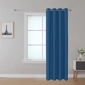 Ocean Blue Blackout Curtains Flame Retardat Window Grommet Curtain 52 x 108 1... - Picture 1 of 8