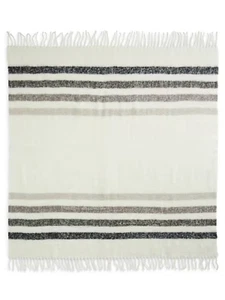 New HBC Stripe THE BAY Sterling Fuzzy All-Season Throw CLASSIC Black White - Picture 1 of 11