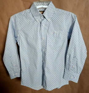 WRANGLER YOUTH BOYS BUTTON DOWN DRESSY SHIRT BLUE AND WHITE SIZE MEDIUM # 4569 - Picture 1 of 12