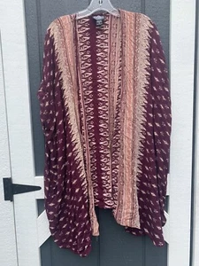 Angie Boho Chiffon Open Front Cardigan Kimono Oversized Women’s Size Small - Picture 1 of 3
