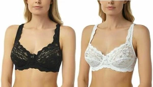 Womens Under Wired Bra Full Cup Lace Detail By Marlon Size UK 34-44 B-DD - Picture 1 of 3