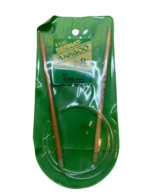 Agujas de tejer circulares de bambú Bernat 6088 vintage 5 mm 29" EE. UU. 8 Foto 1 de 2