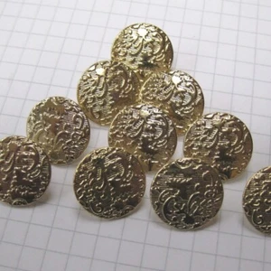 10 kleine goldene Brokat gemusterte Schaftknöpfe - Bild 1 von 4