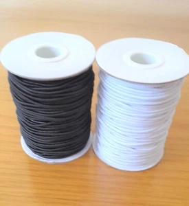 Round Elastic Cord For Sewing Beading Crafts Hats Black White 1mm 1.5mm 2mm 3mm - Picture 1 of 3