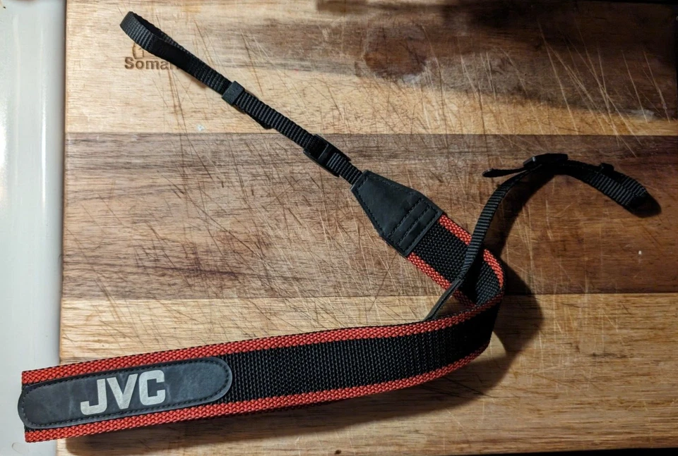 Vintage Good Strong Black & Orange Mesh JVC Camera Strap Approx. 35 X 1" - Image 1 of 1