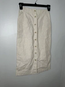 Falda Liz Claiborne Sport Botón Mezcla Lino Cintura Talla 8 - Imagen 1 de 10