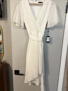 Tommy Hilfiger S/S Surplice Gauze Midi Wrap Dress 6 White Tie Waist & Sleeves - Picture 1 of 12