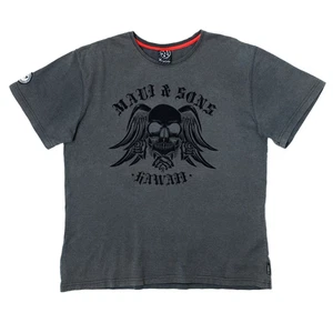 Maui & Sons T-Shirt XL Eco Warrior Skull Wings – Charcoal Alt Y2K Skate Style - Picture 1 of 12