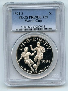 1994 S $1 World Cup Silver Commemorative Dollar PCGS PR69DCAM - Picture 1 of 1