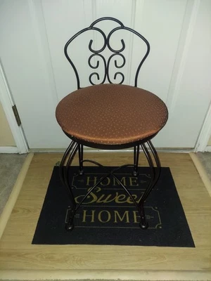 Taburete tocador vintage retro de metal Hollywood Regency mediados de siglo moderno 25"  Foto 1 de 4