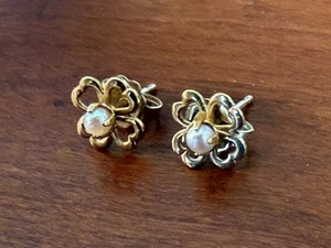 Ohrstecker 14 Karat Gelbgold und Perlen - Bild 1 von 17