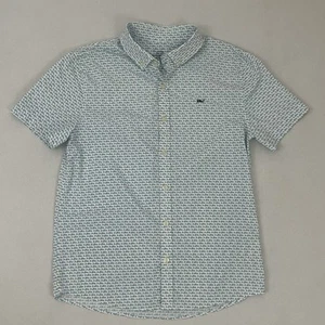 Vineyard Vines Boy's L 16 Performance Shirt Top Fish Print Button Front - Picture 1 of 4