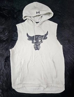 Under Armour Men's Project Rock Charged Tan Zip Pockets Sleeveless Hoodie SZ(M) - Image 1 of 4