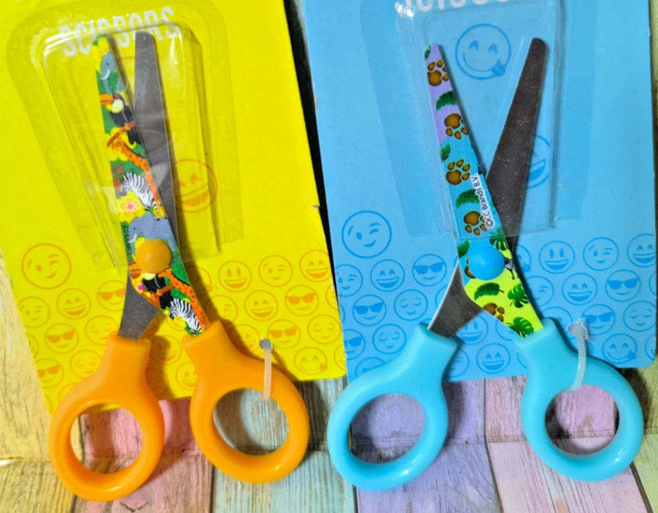 Kinderschere Emoji Bastelschere runde Spitze Schere Kinder Motiv - Bild 1 von 1