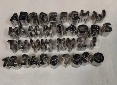 Mini pequeños cortadores de galletas de acero inoxidable, A-Z + 0-9/36 piezas Foto 1 de 2