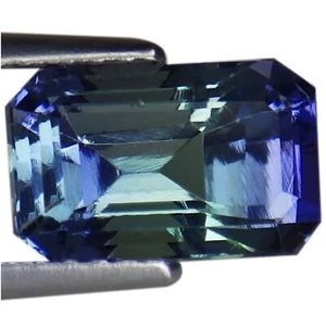 2.60 Ct A+ Natural D Block Tanzanite Gemstone Violet Green Emerald Cut - Picture 1 of 2
