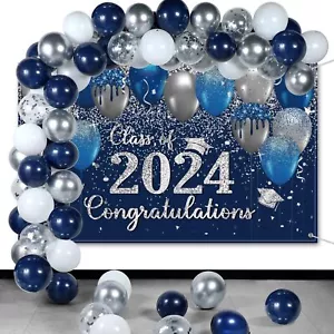 Graduation Backdrop Decoration Set Class of 2024 Glitter Graduation Photograp... - Picture 1 of 7
