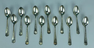 12 Holmes & Edwards MINNEHAHA versilberte Teelöffel 1890 5 7/8" Sterling Intarsien - Bild 1 von 4