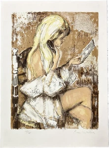 Pierre Letellier Young girl with Mirror Signed Limited Edition Lithograph - Picture 1 of 7