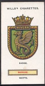 Wills Cigarette Card - 1925 - Ships Badges - Card No 40 - Wivern - Picture 1 of 2