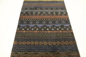 Black 3x4 Ft Gabbeh Afghan Hand Knotted Tribal Striped Lori Baft Wool Area Rug - Picture 1 of 12