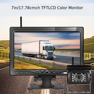 Wireless Rear View Camera 7" LCD Backup Car Monitor For Truck Bus Trailer Camper - Image 1 of 4
