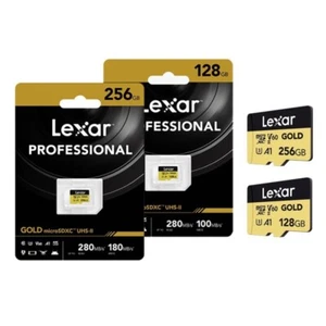 Lexar Professional GOLD 128GB 256GB microSDXC microSD Card UHS-II V60 U3 A1 4K - Picture 1 of 5