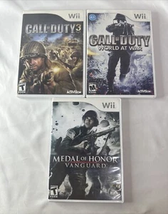 Call Of Duty 3 + World At War + Medal Of Honor Vanguard Nintendo Wii Game Lot - Picture 1 of 6