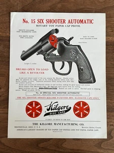 Vintage Kilgore Cap Gun Advertising Flyer Ad Sheet Ephemera Six Shooter Pistol - Picture 1 of 7