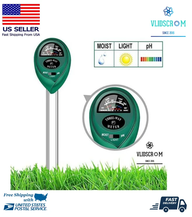 3in1 Soil Water Moisture PH Meter Acidity Humidity Sunlight Light PH Test Garden - Image 1 of 4