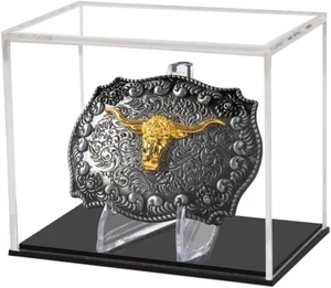 Acrylic Belt Buckle Display Case with Protective Cover and Stand - Picture 1 of 12