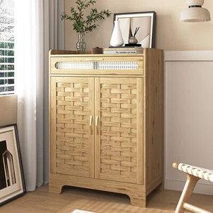 Coffee Bar Cabinet Buffet Sideboard With Drawer Shelf Barn Door Storage Cabinet - Picture 1 of 12