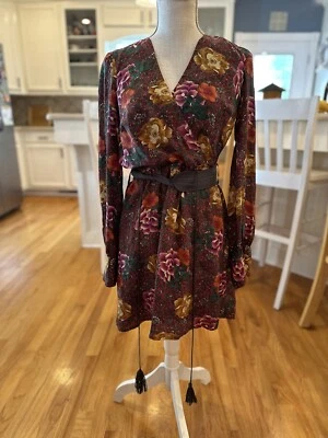 Champagne & Strawberry Silk Fuchsia Paisley And Floral Fit And Flare Dress  - Image 1 of 4