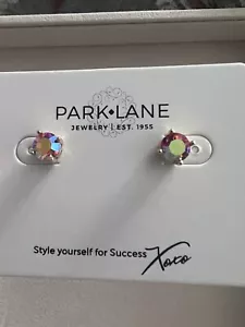 Park Lane "IMPRESSION EARRINGS STUDS Iridescent Coral in gold setting NIB NWT - Picture 1 of 4