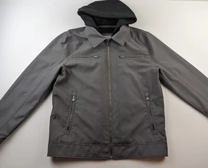 Wilsons Leather Jacket Men M Gray Removable Hood Lined Outerwear Outdoor Classic - Picture 1 of 13