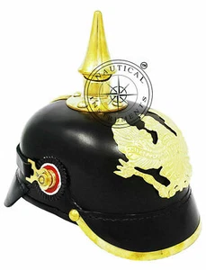 Sombrero portátil alemán Pickelhaube oficial imperial prusiano cuero casco re... - Imagen 1 de 6