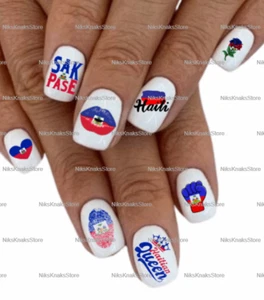 DIY manicure Haitian pride *BOGO Haiti background nail art decals FREE Shipping - Picture 1 of 1